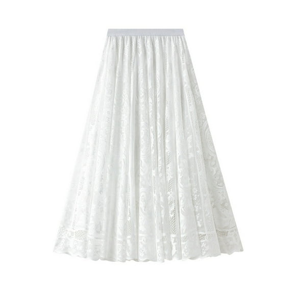 IROINNID tail Elastic Waist Skirt For Women Pleated Leisure Dancing Skirt Solid Color Skirt