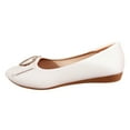 thumbnail image 1 of Heiheiup Ladies Large Size Single Shoes Simple Pure Colour Bowknot Rhinestone Low Heel Flat Bottom Single Shoes Loafers, 1 of 8