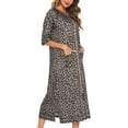 thumbnail image 3 of HLSOHJP Women's Long House Coat Full Zipper Robes Housecoat with Pockets Bath Robes Lightweight, 3 of 6
