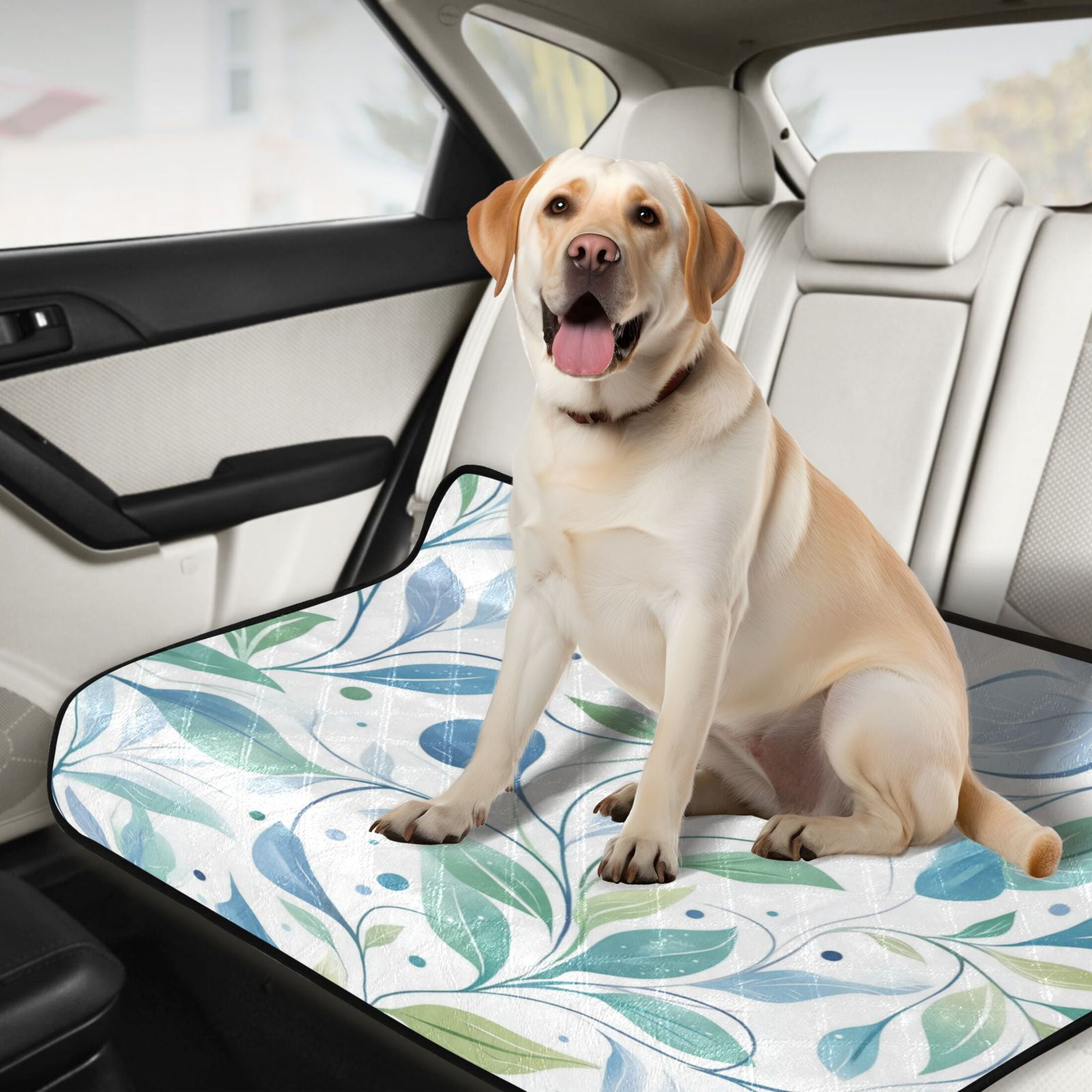 Washable Pet Pee Pads with Super Absorbent Reusable Training Pads for Dogs & Cats Blue Leaves