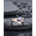 thumbnail image 2 of Oval Shape Alexandrite Engagement Ring Set Unique 14K Rose Gold Alexandrite and Moissanite Wedding Set, Bridal Se Promise Ring Gift, 2 of 5