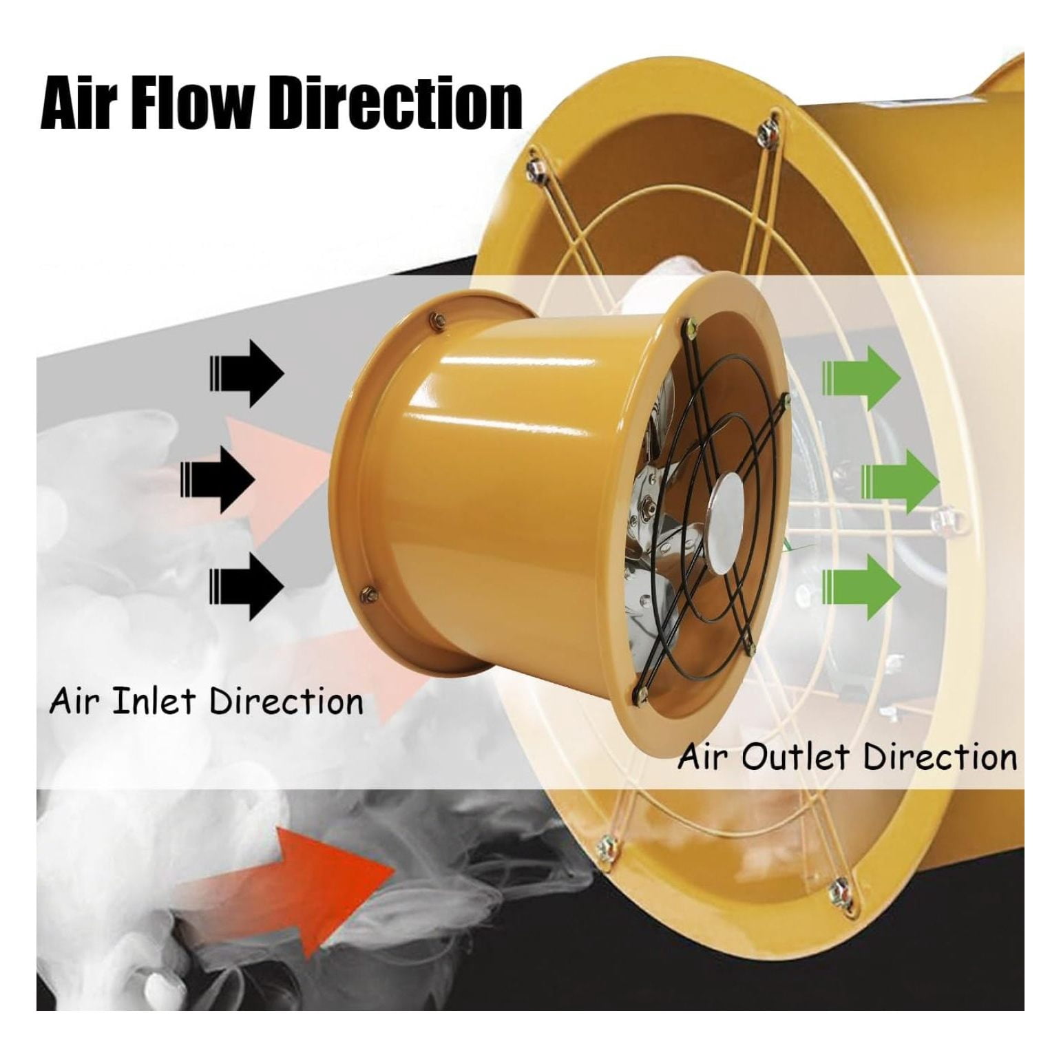220V 10 inch Axial Fan Explosion-Proof Axial Flow Fan Cylinder Pipe Fan Tube Fan Wall Mounted Ventilator Draft Fan Tube Axial Fan 1400RPM Window Exhaust Fan for Kitchen Warehouse Workshop