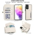 thumbnail image 3 of Decase 2-in-1 Detachable Magnetic Wallet Case Compatible with Samsung Galaxy A53 5G, Shockproof PU Leather Flip Cover with Card Slots,Cash Pocket,Zipper Purse,Crossbody Strap,RFID Blocking,White, 3 of 8