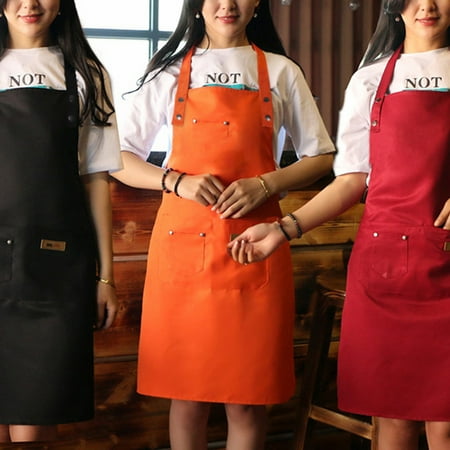 

XWQ Widen Shoulder Straps Kitchen Apron with Pocket Polyester Cotton Gardening Chef Cooking Apron for Baking