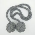thumbnail image 3 of 2 unidades de cordones tejidos a mano con borlas de doble bola con borla de algodón, gris Feliz Sencillez, 3 of 5