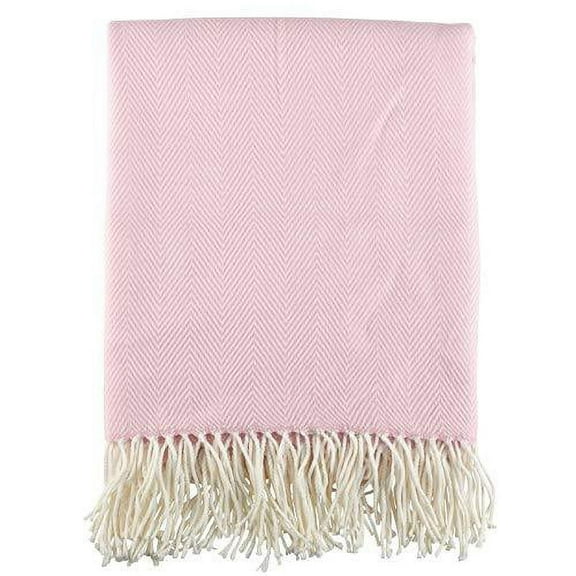 Fennco Styles Herringbone Collection Contemporary Fringed 50 x 60 Inch Throw