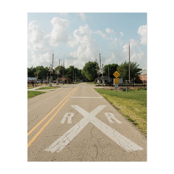 Railroad Crossing, Gardner 02 - Gardner Illinois Photography Rural Street Photography Scenic Travel Poster Vintage Unframed Wall Art Print 8 x 10 inches
