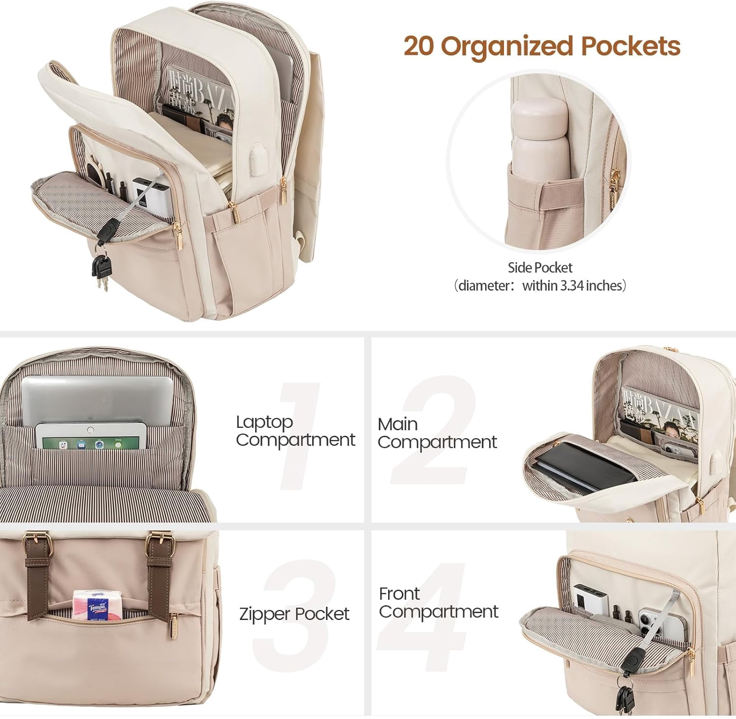 Lovevook Laptop Backpack for Women, Vintage Teacher College Nurse Work Computer Bag Fit 15.6" Laptop with USB Port, Waterproof Travel Backpack Purses