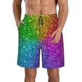 thumbnail image 2 of Uemuo Colorful Glitter Pattern Men's Swim Trunks Hawaiian Beach Bathing Suit Swimsuits Beach Quick-Dry Shorts with Pockets-Medium, 2 of 9
