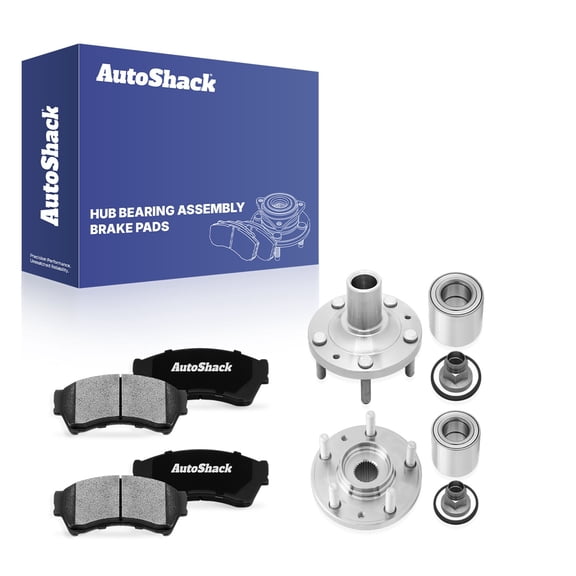 AutoShack Front Ceramic Brake Pads Wheel Hub Bearing Assemblies without ABS Replacement for 2006-2012 Ford Fusion 2007-2012 Lincoln MKZ 2006-2011 Mercury Milan 2006 Lincoln Zephyr 6-PC Kit