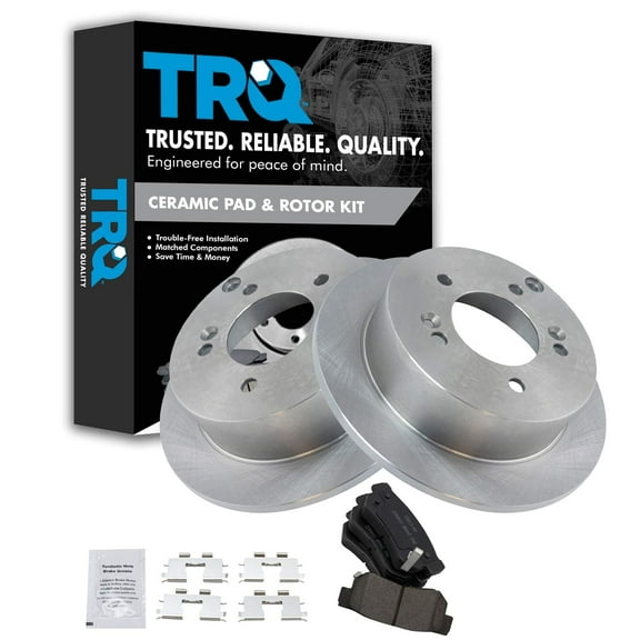 TRQ Rear Brake Pad & Rotor Kit Brake Pads Brake Rotor Ceramic Fits Select 2006-2008 Hyundai Sonata 2005-2009 Tucson 2001 XG300 2002-2005 XG350 2006-2010 Kia Optima 2005-2010 Sportage