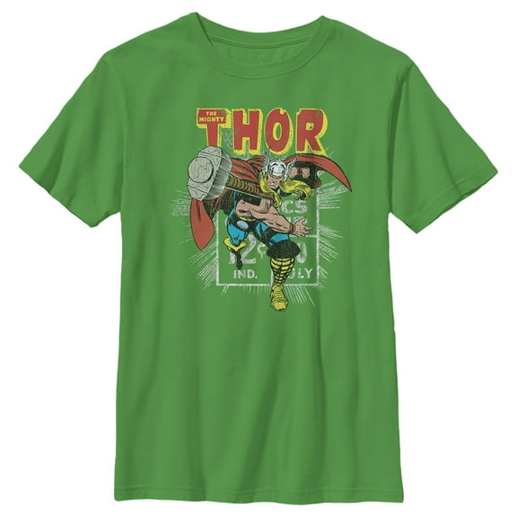 Boy's Marvel The Mighty Thor Comic Book Shot  Graphic Tee Kelly Green Large