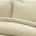 thumbnail image 3 of Lush Decor Haniya Solid Waffle Woven Textured Cotton Comforter Set, 3 Piece Set, King, Neutral - Waffle Weave Comforter - Soft Beige Bedding Set - Minimalist, Modern & Farmhouse Bedroom Decor, 3 of 9