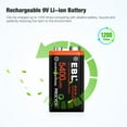 thumbnail image 6 of EBL 2-Pack USB Rechargeable 9V 6F22 LI-ion Batteries 5400mWh Lithium Battery ( no Micro Charging Cable), 6 of 10