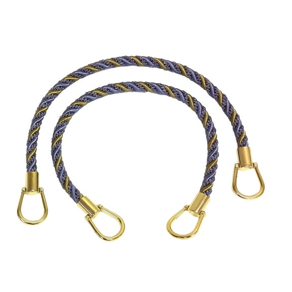 Beautiful Multi Twisted Rope Tieback with Metal Ring Tieback, 18" Spread (45.5cm), 1/2" (1cm) Thick # IRTBM,, Periwinkle Gold #5080 (Light Gold, Yellow Gold, Purple Blue) Set of 2