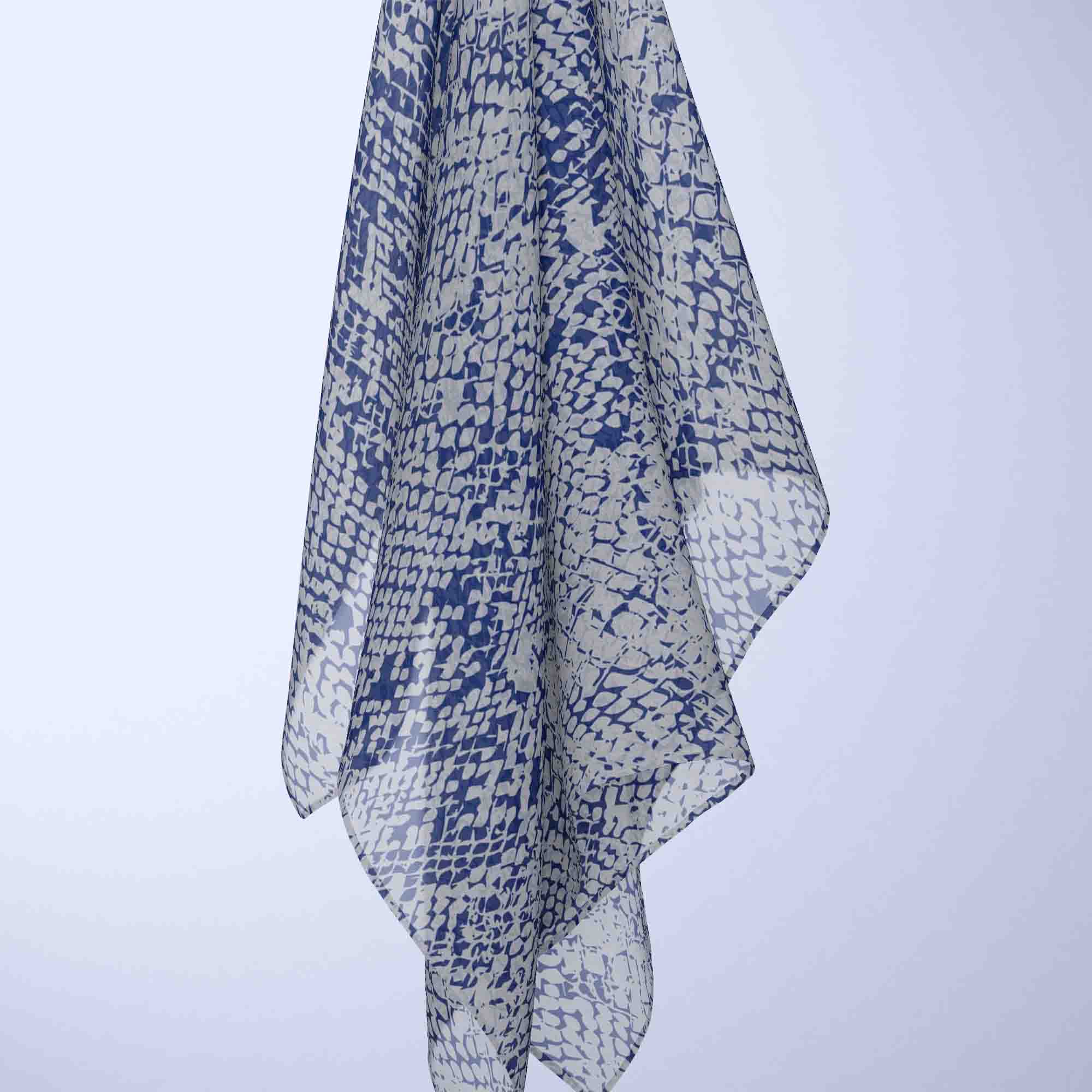David Textiles 57" Chiffon Snake Fabric By the Yard, Navy|Gray