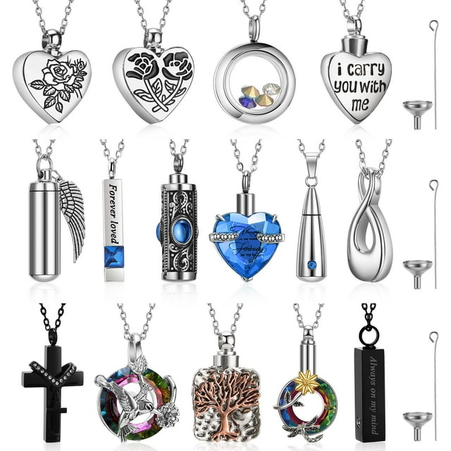 Set de joyas Ecation de acero inoxidable, 15 unidades, con forma de ceniza