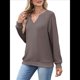 thumbnail image 3 of Sudaderas de Mujer, Camisetas de Larga con Cuello en V, Camisetas Básicas Informales para Otoño e Invierno. Color Café M, 3 of 10