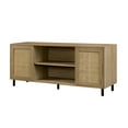 thumbnail image 3 of Walker Edison 58” Bohemian 2-Door Wood and Rattan TV Stand for TVs up to 60”, Coastal Oak, 3 of 12
