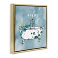 thumbnail image 2 of Stupell Industries Floral Bathroom Rules Relax Gold Framed Floater Canvas Wall Art, design by Nan, 2 of 10