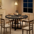 thumbnail image 3 of 47" Round Farmhouse Dining Table for 4-6, Rustic Wooden Kitchen Table with 300 lb Capacity, Adjustable Anti-Slip Legs – Black Ash / Light Ivory / Gray / Retro Color, 3 of 9