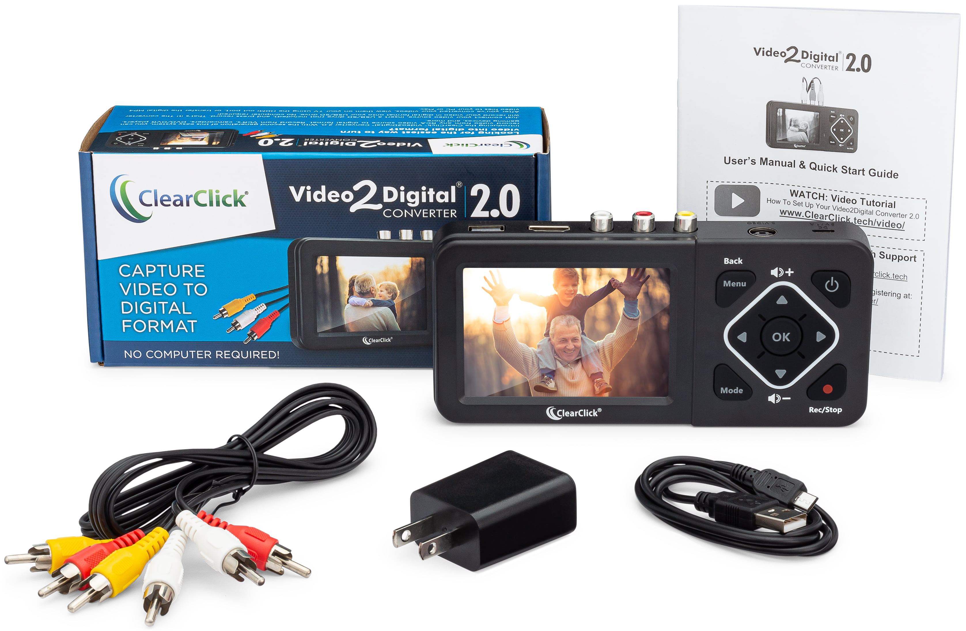  ClearClick Convertidor y grabadora AV a HD 2.0 (segunda  generación) - Adaptador AV RCA a HDMI para convertir y grabar video - para  VCR, VHS, DVD, videocámara, Hi8, juegos a TV : Electrónica