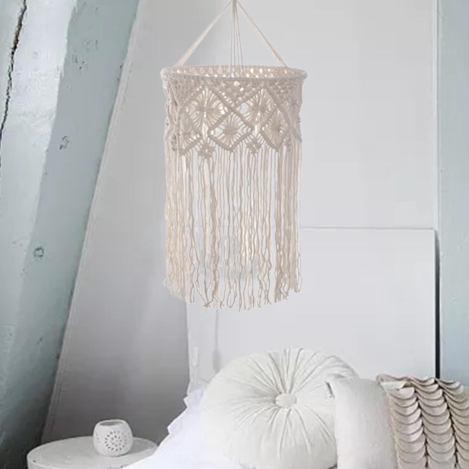 Boho Lampshade Hand Woven Light Shade Replacement DIY Lighting Fixtures Macrame Hanging Lamp Shade for Living Room Dorm Room Dining Table Style A