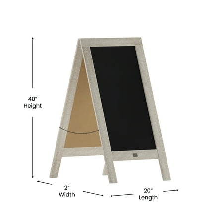 Alamont Home - Canterbury 20"W x 2-26"D x 40"H Magnetic A-Frame Chalkboard - Weathered Brown