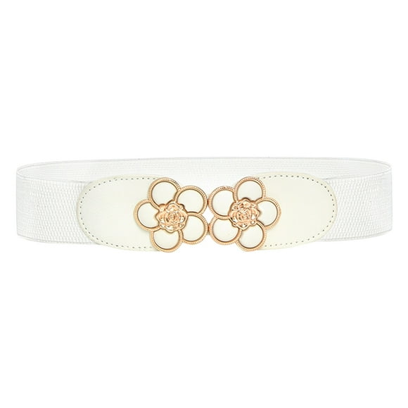 Women Casual Fashion Solid Stretch Wide Waist Flower Decorative Pants Belt