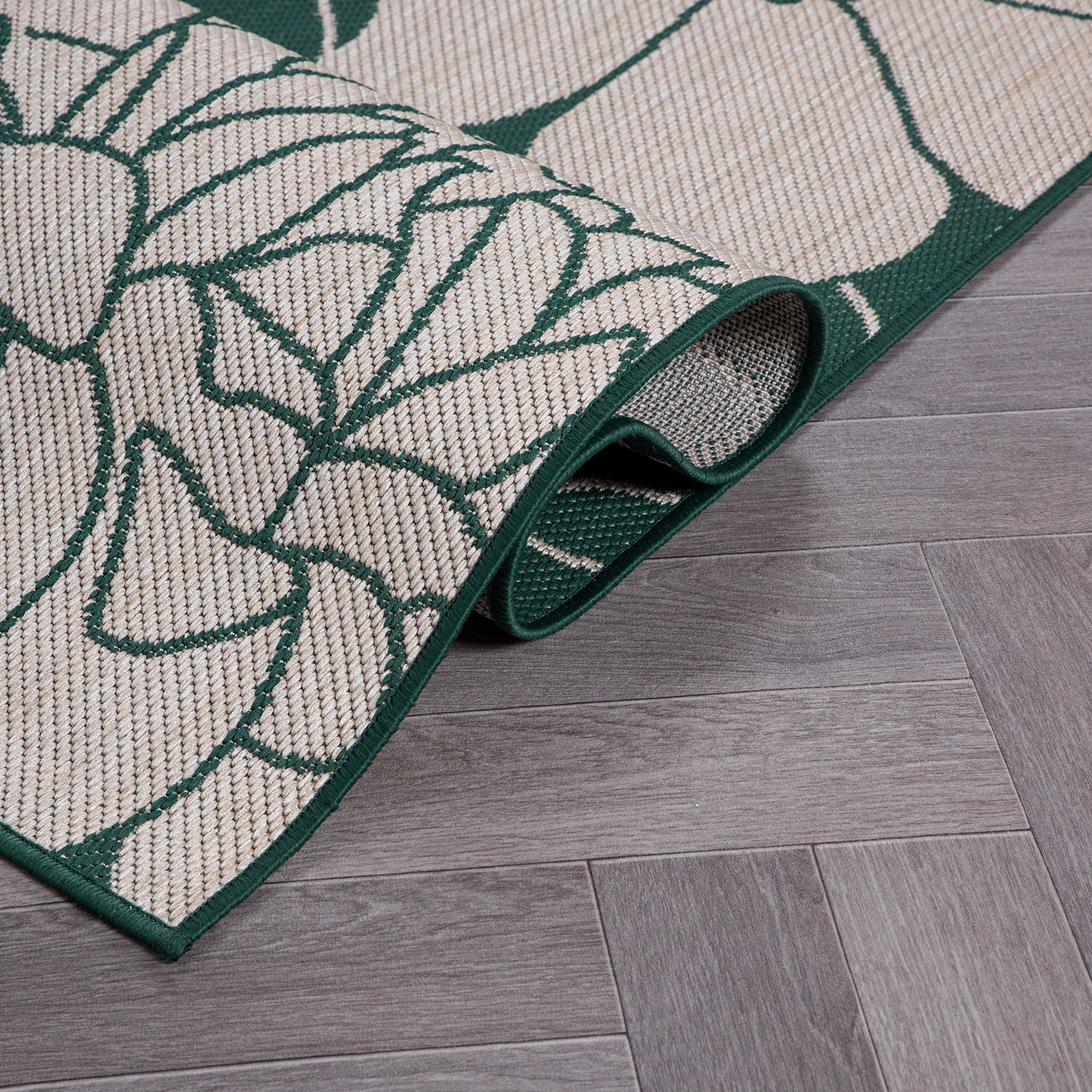 World Rug Gallery Modern Floral Flowers Textured Flat Weave Indoor/Outdoor Area Rug - GREEN 5' X 7'