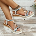 thumbnail image 6 of Fukaraa Wide Width Wedge Sandals Women Low Heel Platform Boho Woven Beach Wedding Summer, 6 of 9