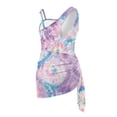 thumbnail image 4 of SEANATIVE Girls One-Piece Swimsuits with Mesh Cover-up Skirt One-Piece Bathing Suits Back Cutout Stylish Stretch Swimwear for Kids Teenagers, Size 7-8, Violet Blue Tie-dye, 4 of 7