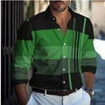 thumbnail image 1 of Camisa informal de negocios a rayas con estampado 3D para hombre, camisa de tela elástica negra de manga larga con solapa para uso diario en la calle, primavera y verano, 6XL, 1 of 6