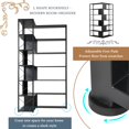 thumbnail image 5 of 7 Tier Industrial Corner Bookshelf, Modern Large L Shaped Bookshelf with Metal Frame, Tall Wood Corner Bookcase Book Shelves for Living Room, Bedroom, Home Office, Black, 5 of 9
