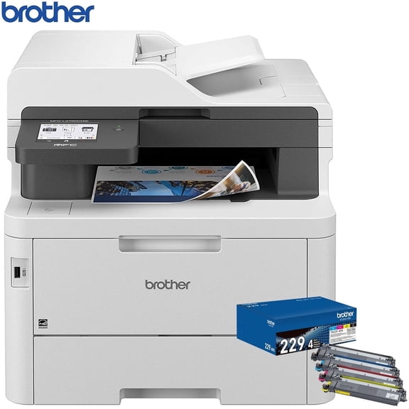 Brother MFCL3780CDW Digital Color All-in-One Laser Printer Bundle with Brother Standard-Yield Toner, 4 Pack (C/M/Y/BK)