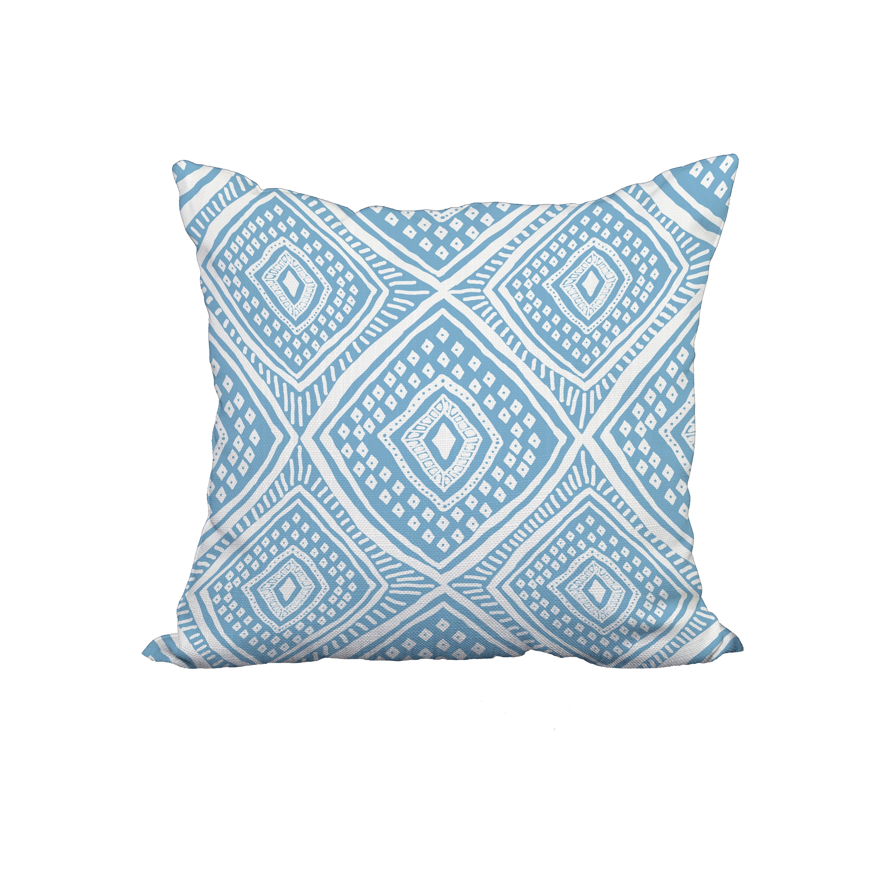 18 x 18 Inch Light Blue Geometric Print Decorative Polyester Throw Pillow with a Linen Texture
