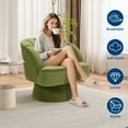 thumbnail image 2 of QinaQin Sillón barrel giratorio 360°, tapizado y acolchado con respaldo acanalado, ideal para sala, recámara, oficina o rincón de lectura, 2 of 8