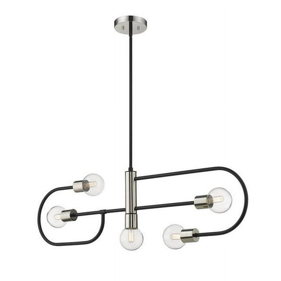 Z Lite 621-5L-MB-PN 44 in. Neutra 5 Light Matte Black & Polished Nickel Ceiling Light