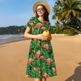 thumbnail image 4 of Vsdgher Flamant Rose pour Femmes Été 2025 Décontracté Robes Midi Maxi Légères Manches Courtes Col Rond Robe de Plage, 4 of 6