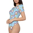 thumbnail image 5 of Cauagu Gnome Pool Party Women's Crew Neck Round Short Sleeve T Shirts Tops Bodysuit Daily Jumpsuit-Small, 5 of 7
