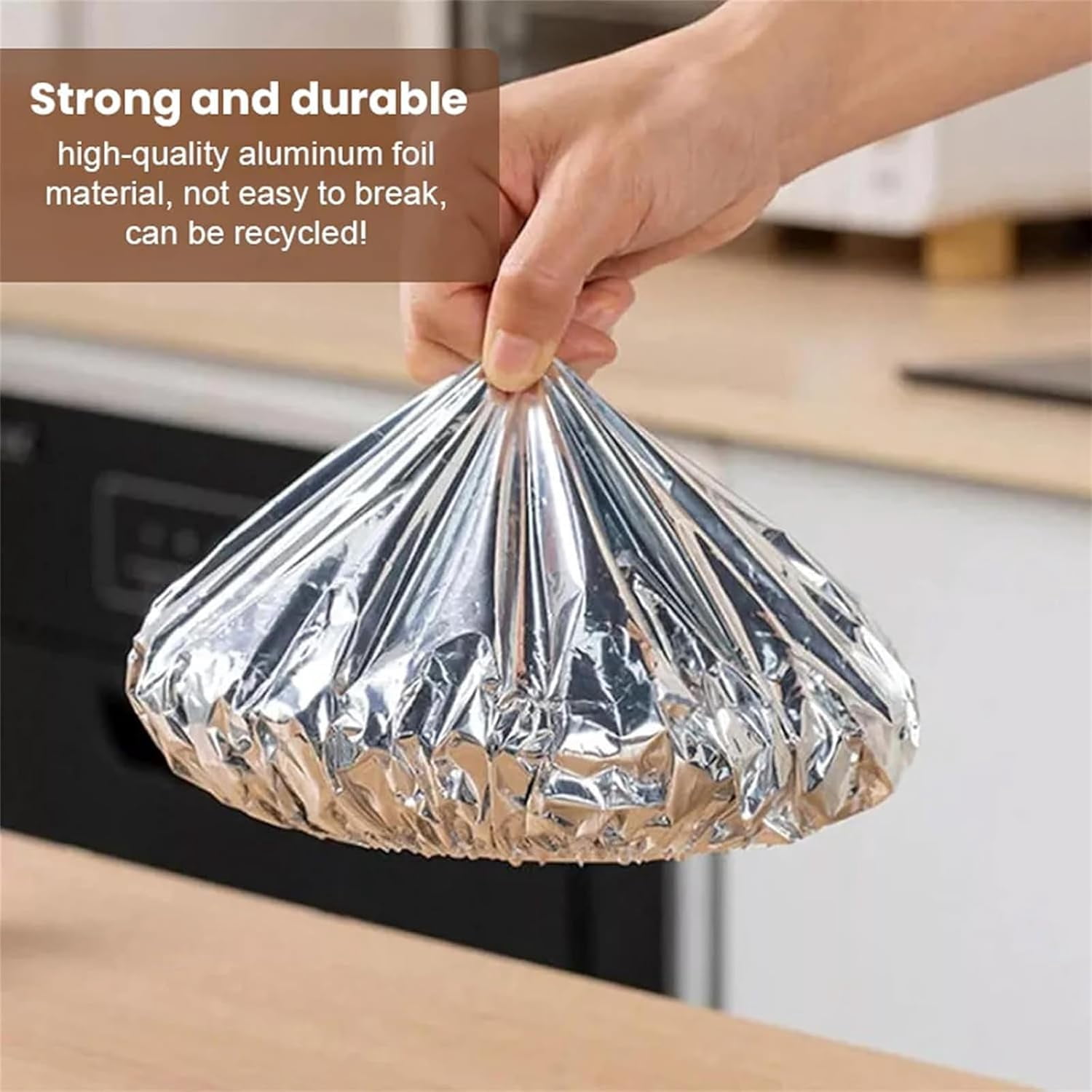 Kitchen Fresh-Keeping Insulation Film, Repeatable Aluminum Foil Film Insulation Cover, Aluminum Foil Food Covers for Kitchen 100PCS