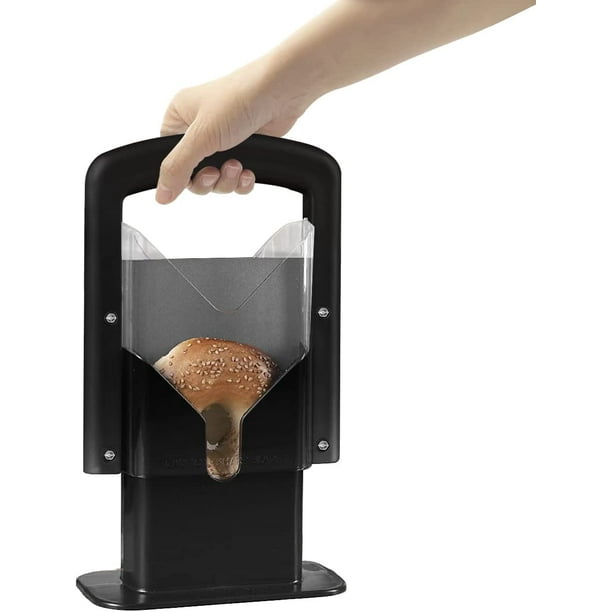 Bagel Slicer, Safety Handle，Bagel Cutter Stainless Steel (Black