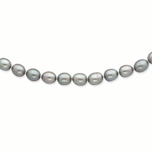 14K Yellow Gold 8-9mm Grey FW Cultured Pearl Necklace 16 Inch