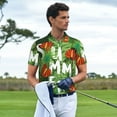 thumbnail image 2 of Kdxio Palm Leaves And Tropical Flowers Print Men's Short Sleeve Polo Shirt,Midweight Men's Shirt, 2 of 5