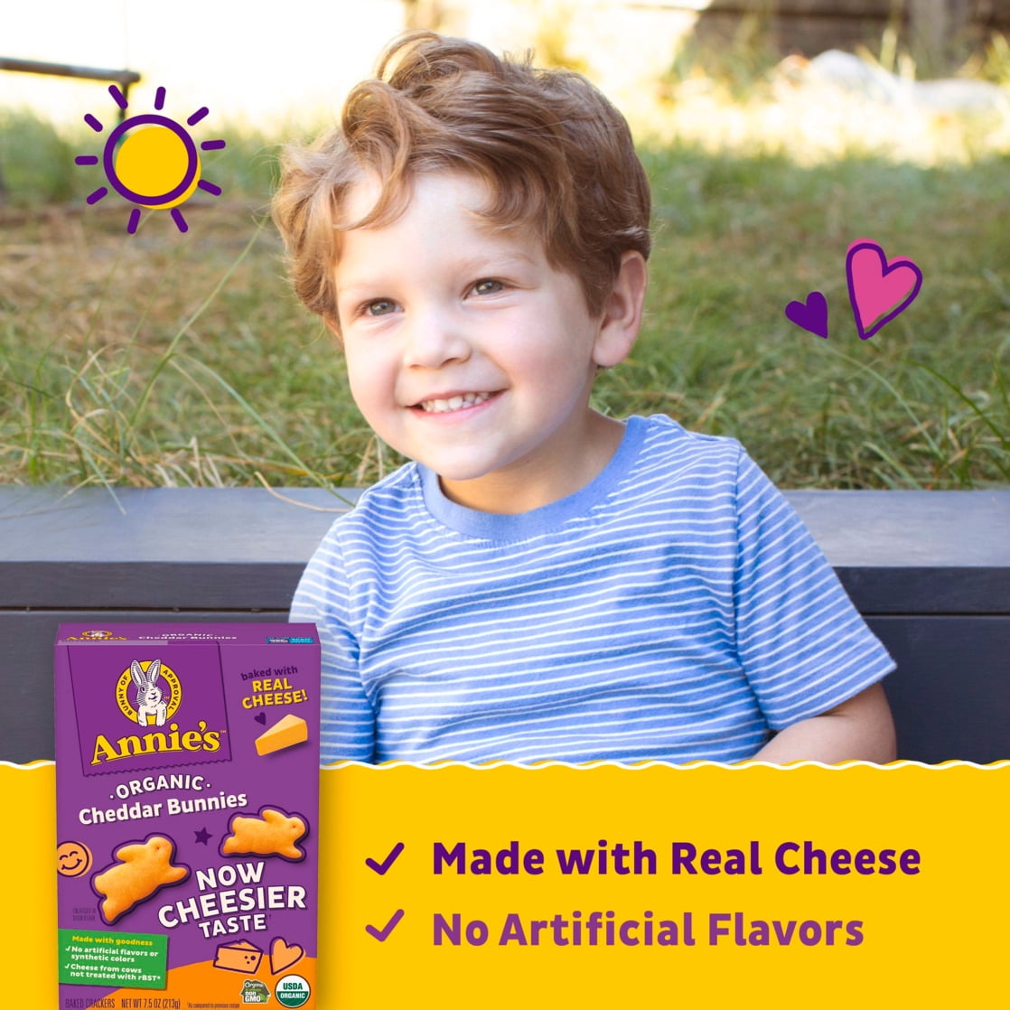 (12 pack) Annie's Organic Cheddar Bunnies Baked Snack Crackers, Original, 7.5 oz