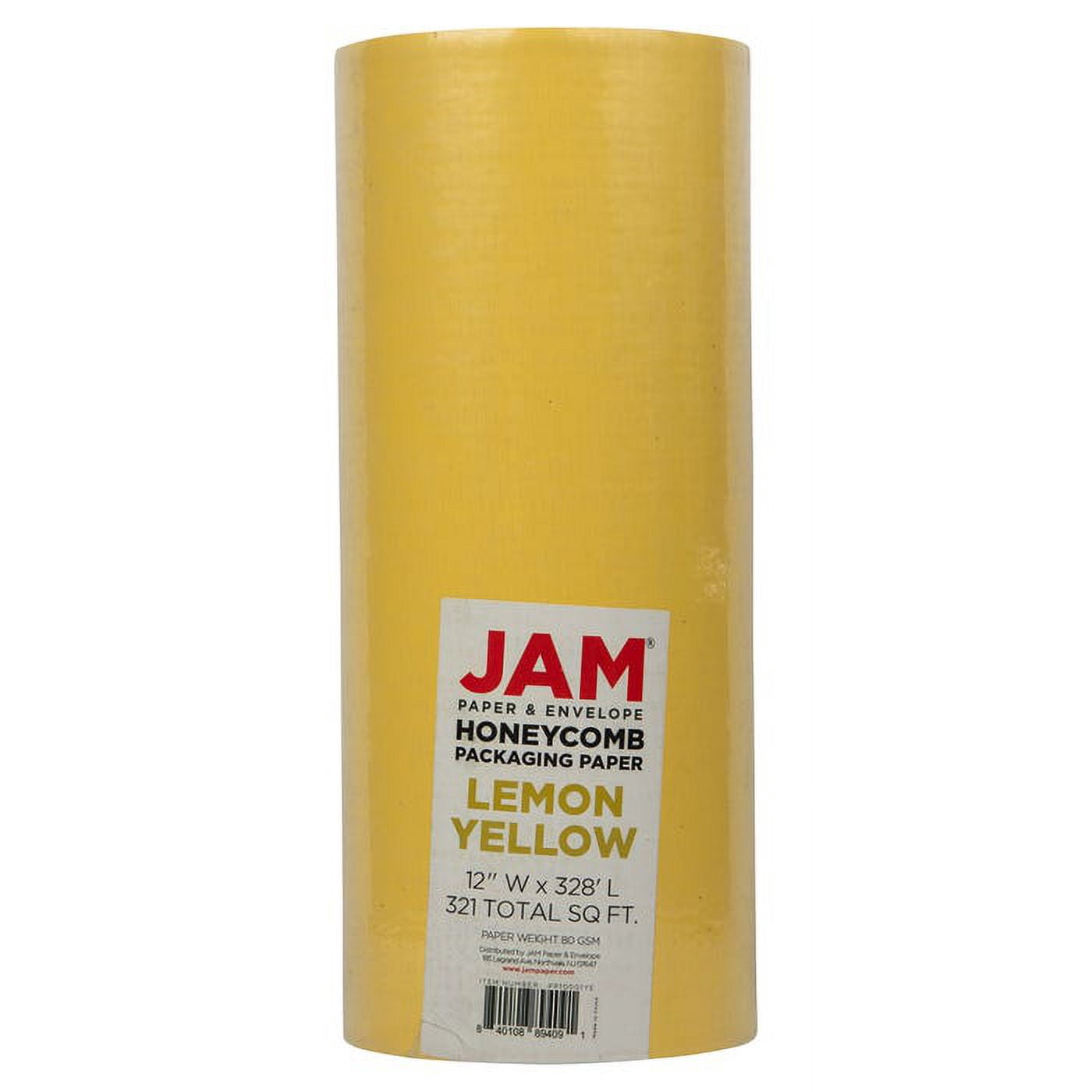 JAM Paper Honeycomb Packing Paper Roll, 322.5 sq ft, 80 GSM, Lemon Yellow, 1/Pack