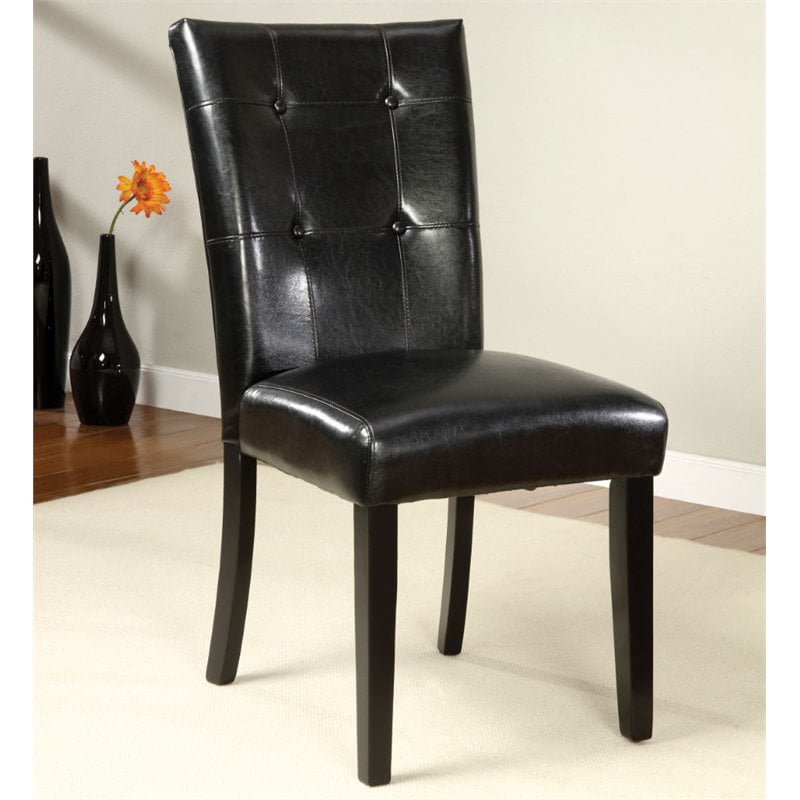 Furniture Of America Kesler Faux, Black Leather Tufted Dining Chair