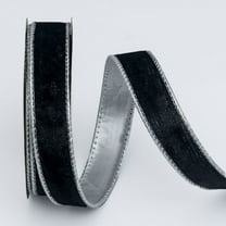 NAMZI 10 Yard Continuous 1 Inch Wired Ribbon, Metallic Crushed Velvet Christmas Style for Tree Decoration, Wreaths Supplies, Gift Wrapping & Crafts, Black