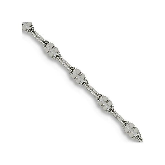 Stainless Steel Fancy Lobster Closure Polished Fancy Link Chain Necklace 16 Inch 2.5mm Wide Chain Necklace for Women and
