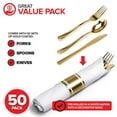 thumbnail image 2 of Stock Your Home Pre Rolled Plastic Silverware Set Gold Cutlery with Disposable Napkins, 50 Pack, 2 of 7